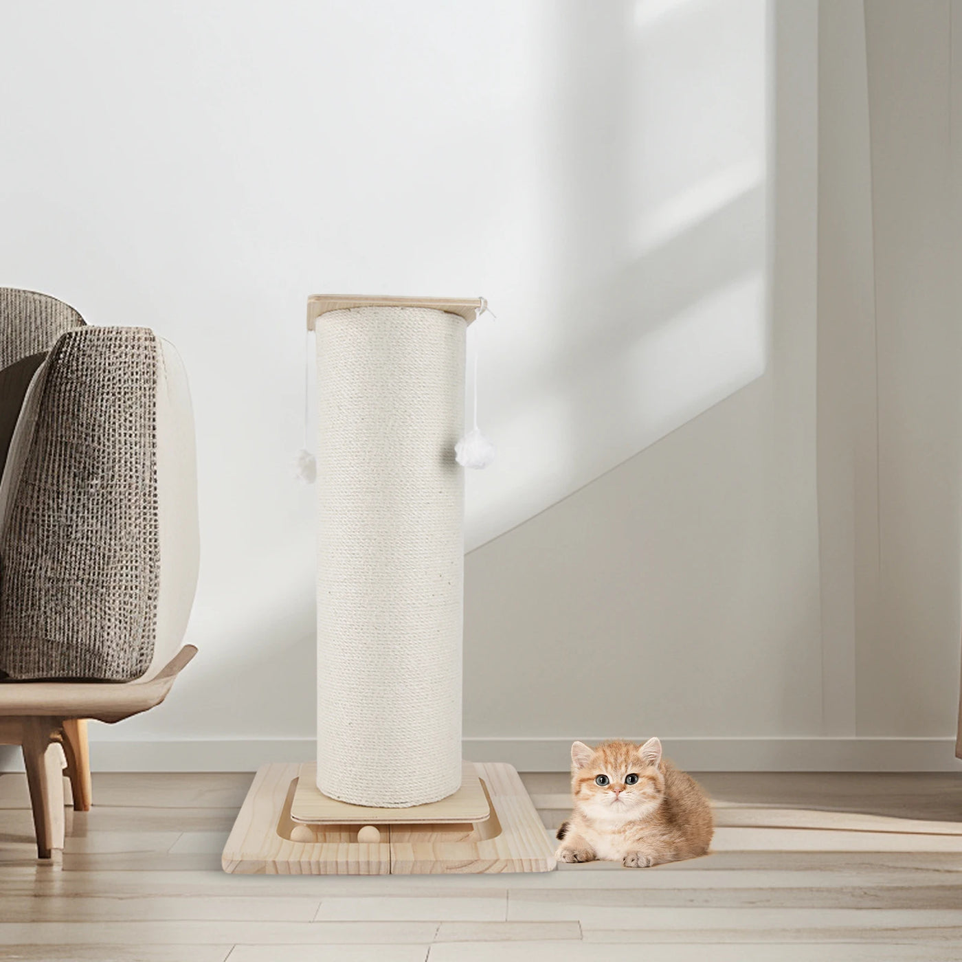 Griffoir sur pied XXL en sisal pour chat – Grand poteau à gratter 80 cm + jouet