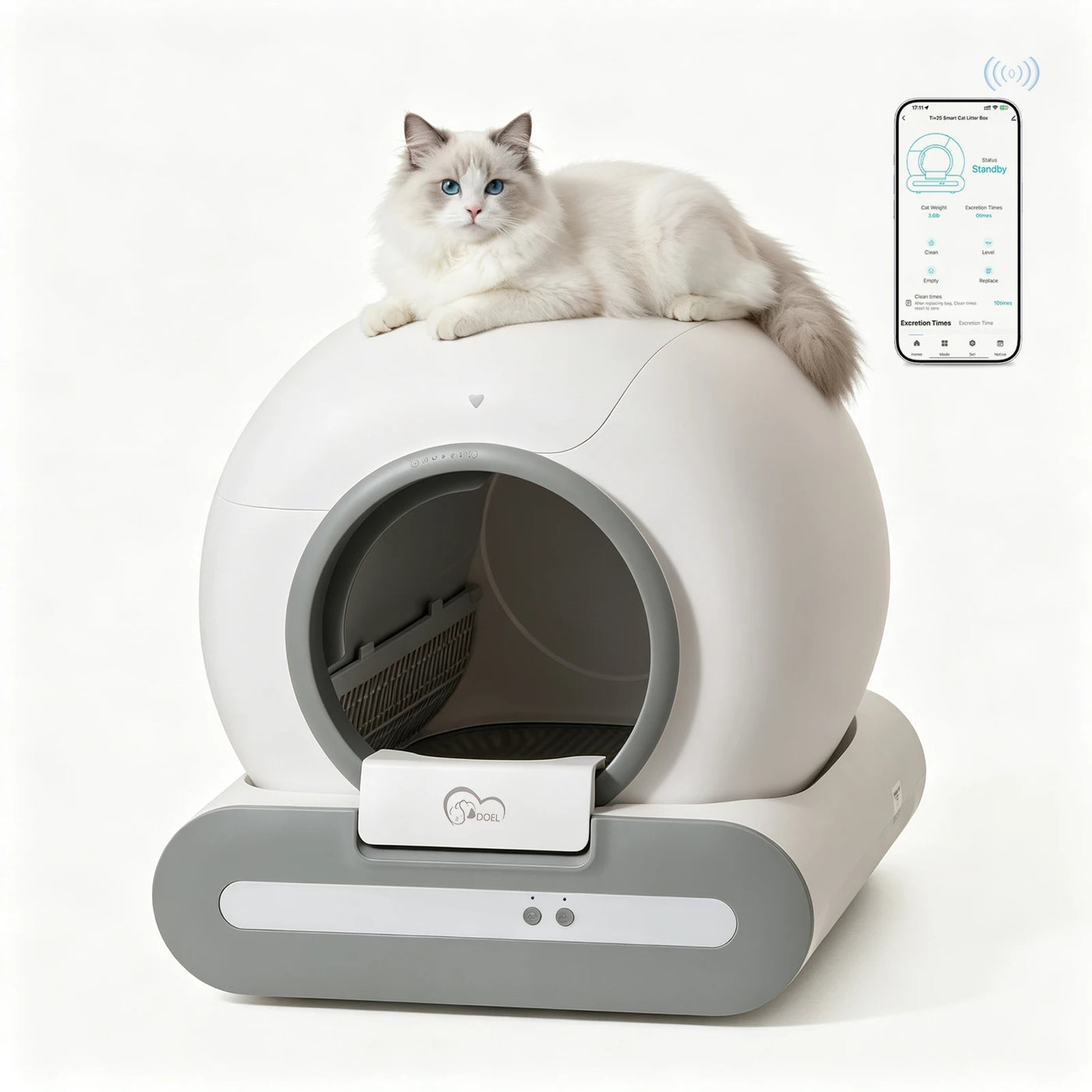 Litière automatique connectée pour chat – Bac autonettoyant 65 L, appli & WiFi