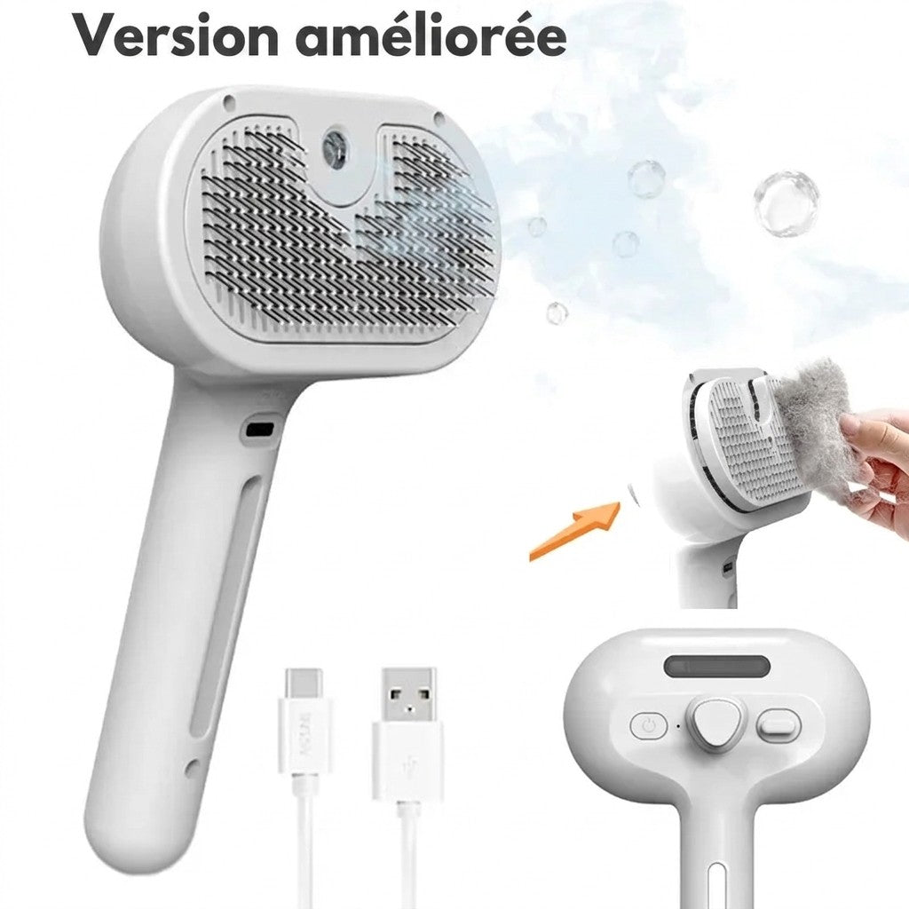 Brosse vapeur blanche version améliorée, auto-nettoyante, USB-C