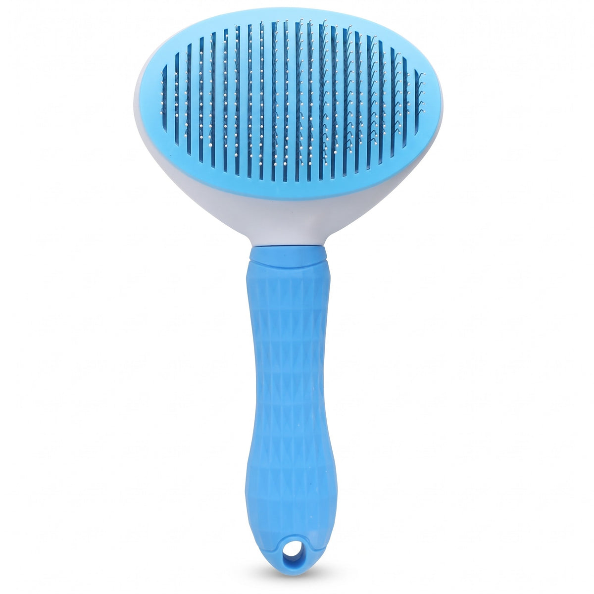 Brosse auto-nettoyante bleue sur fond blanc