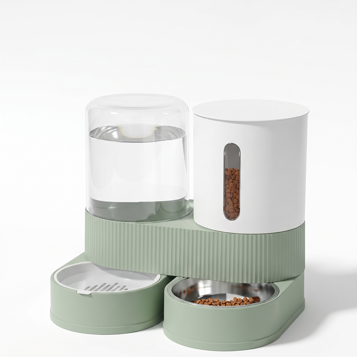Distributeur croquettes + eau 2-en-1