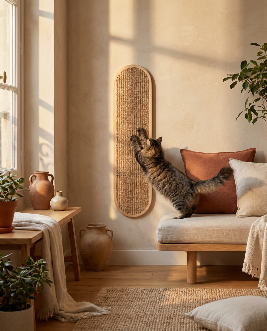 Griffoir mural en sisal naturel pour chat