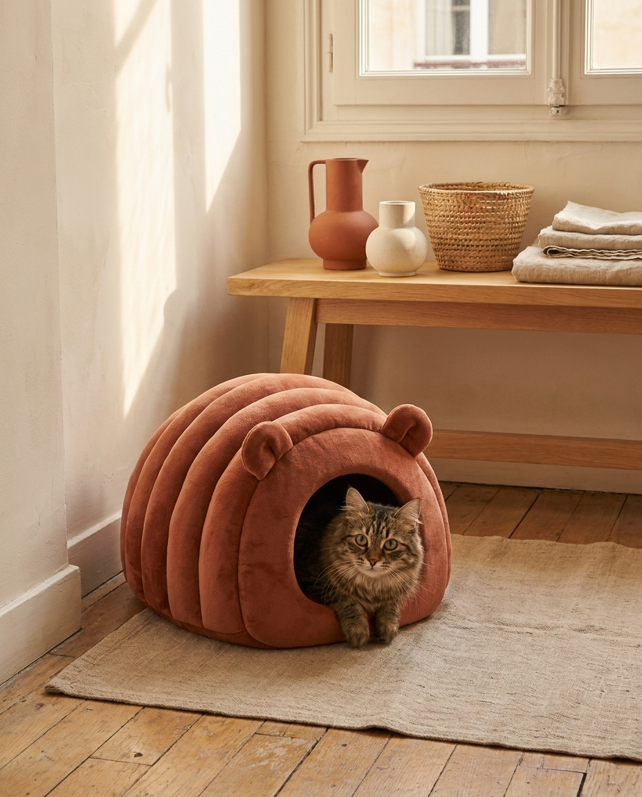 Panier grotte cosy pour chat