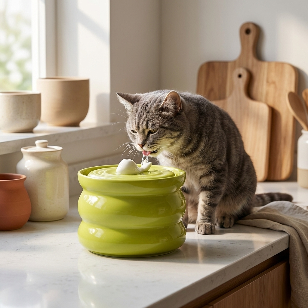 Fontaine à eau en céramique pour chat