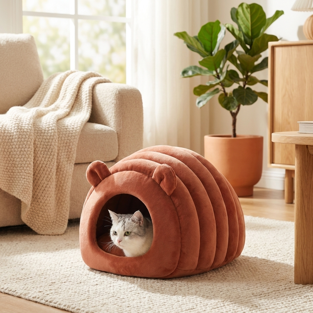 Panier grotte cosy pour chat