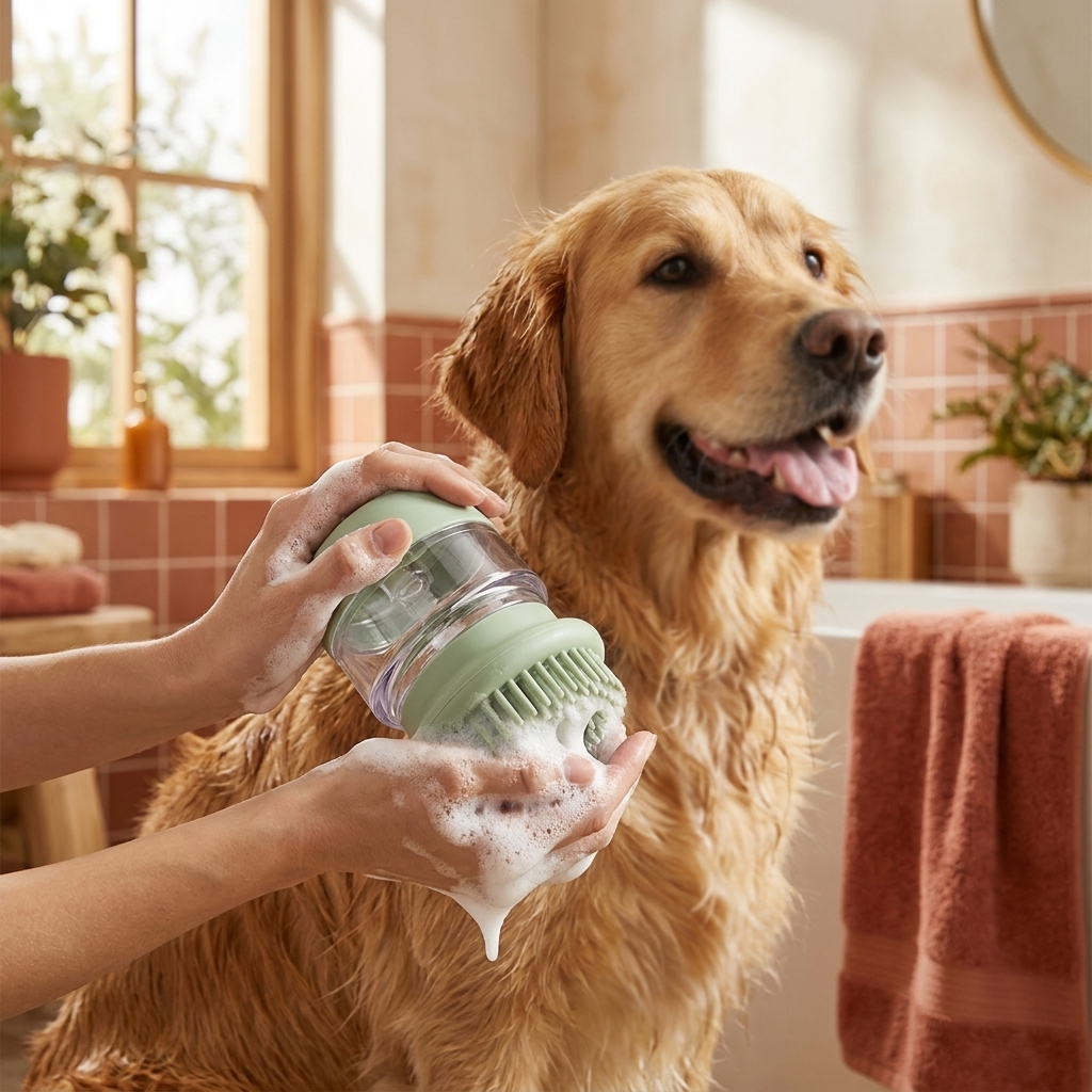 Brosse de bain avec distributeur de shampoing