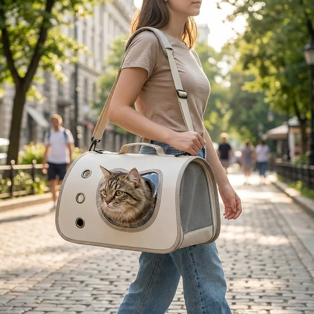 Sac de transport pliable pour chat et petit chien – Cabine respirante à hublot & bandoulière