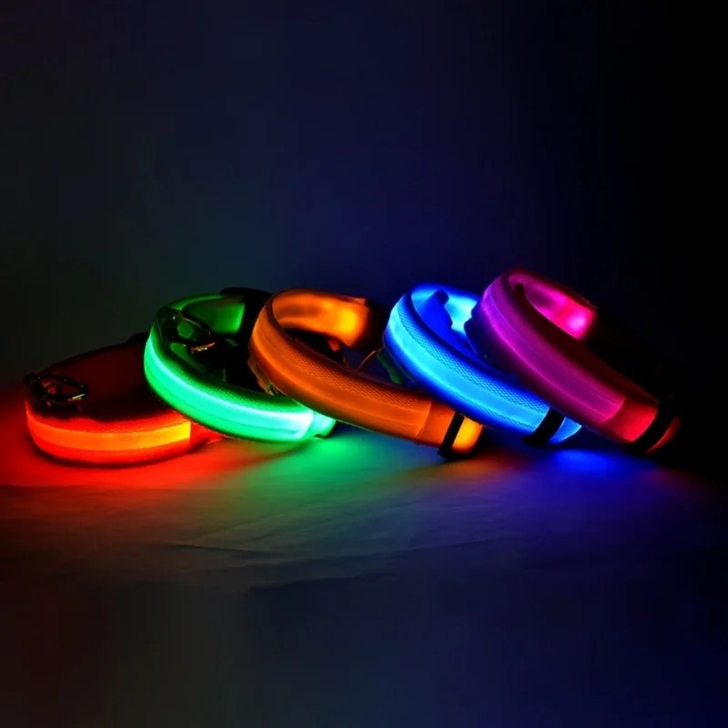 Collier LED lumineux pour chien et chat – Sécurité nocturne, 3 modes clignotants