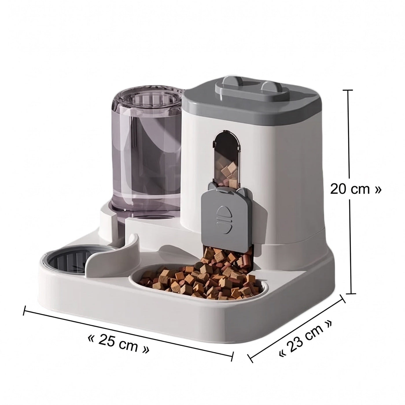 Distributeur de croquettes et d'eau 2-en-1 pour chien et chat