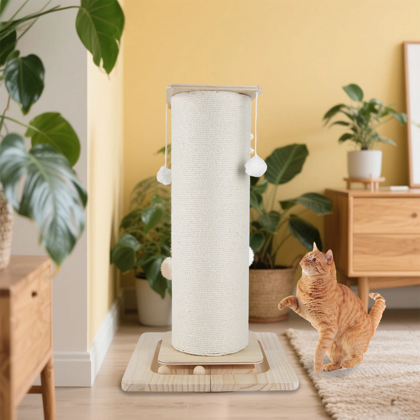 Griffoir sur pied XXL en sisal pour chat – Grand poteau à gratter 80 cm + jouet