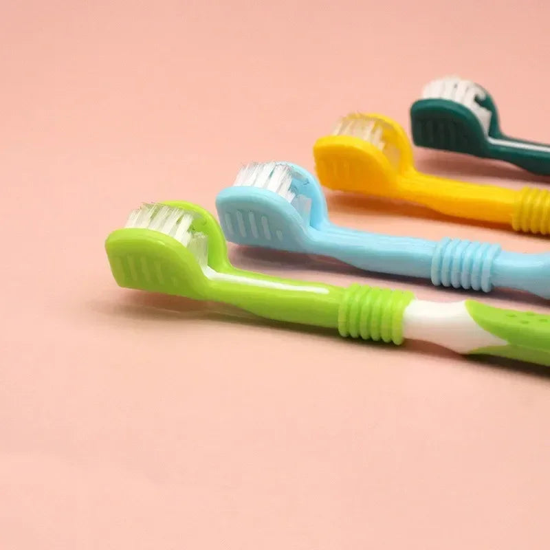 Gros plan sur les trois têtes de brosse