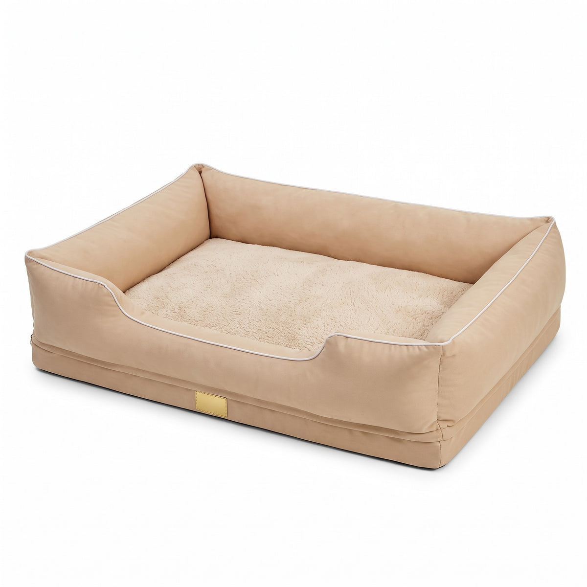 Canapé-lit orthopédique Barnabé coloris beige sur fond blanc