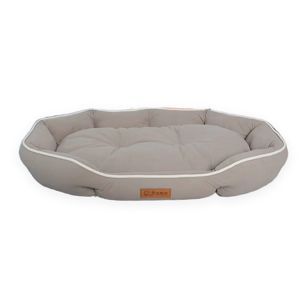 Canapé à rebords pour chien et chat coloris khaki — garnissage double et passepoil crème, Douce Patte