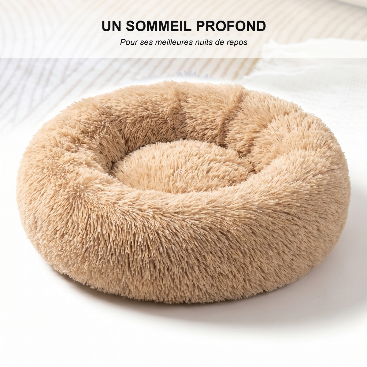 Coussin donut apaisant pour chien et chat - un sommeil profond