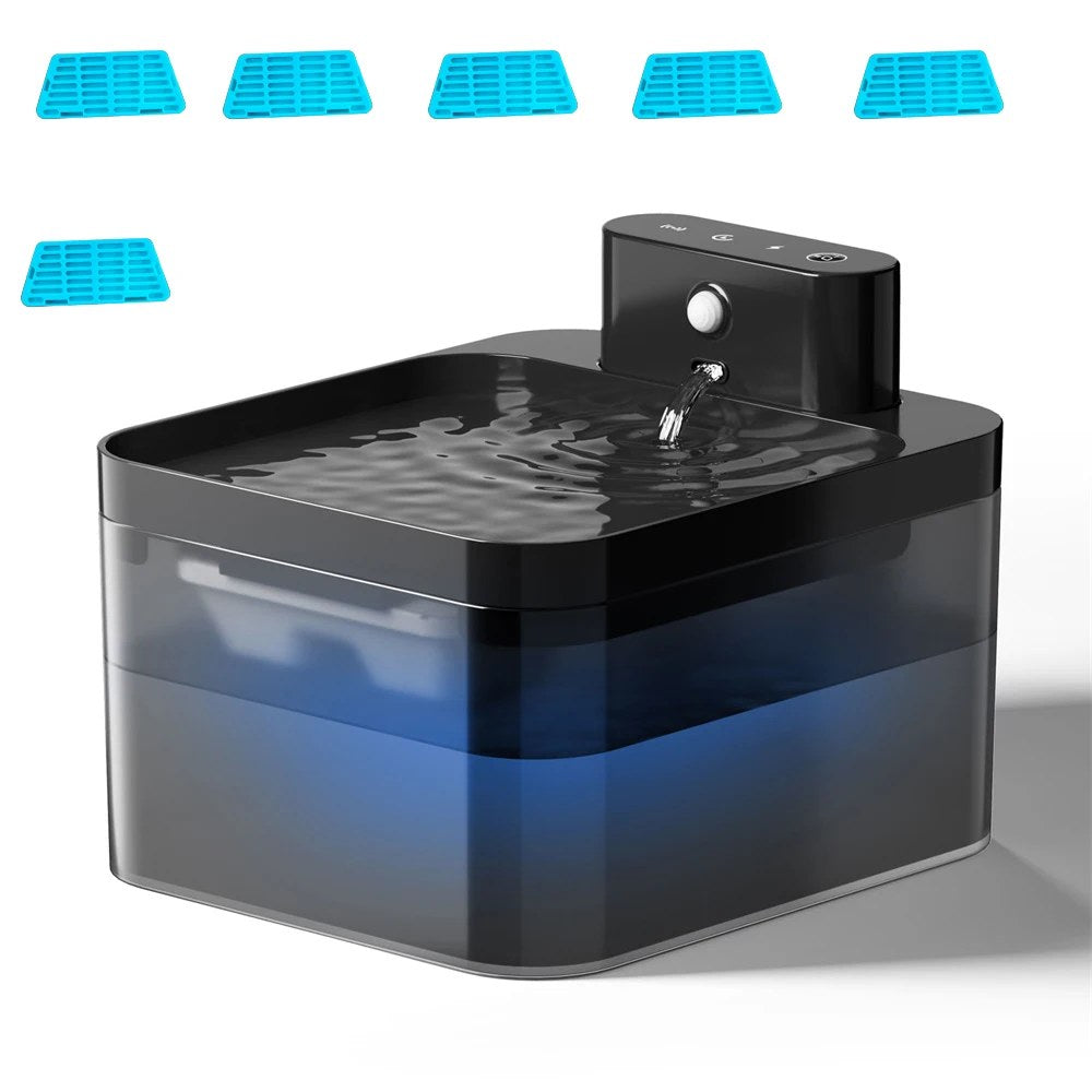 Fontaine à eau sans fil pour chat 2,2 L – Batterie et détecteur de mouvement