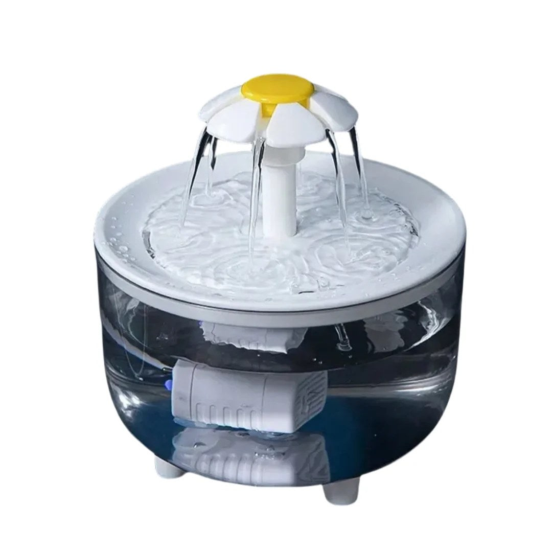 Fontaine à eau fleur pour chat 1,2 L – Silencieuse, 3 jets