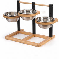 Gamelle surélevée réglable pour chien, 3 bols inox — Hector