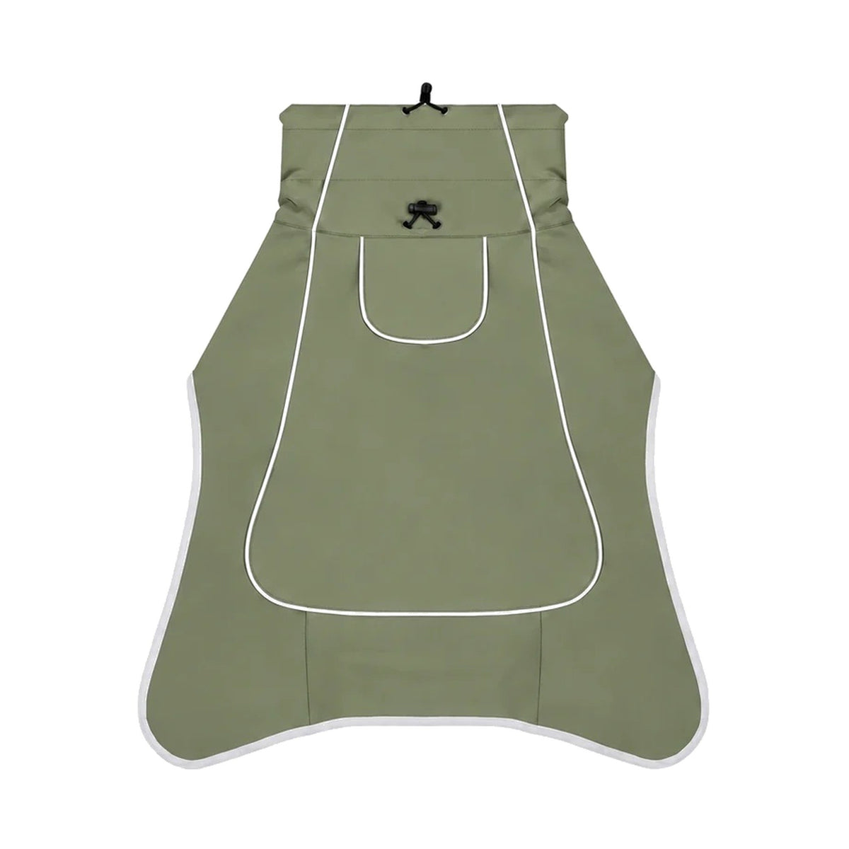 Manteau imperméable pour chien Gaspard vert sauge, vue de dessus sur fond blanc