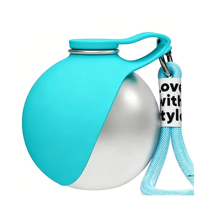 Gourde 2-en-1 pour chien, coloris turquoise