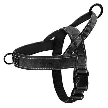 Harnais anti-traction rembourré noir pour chien