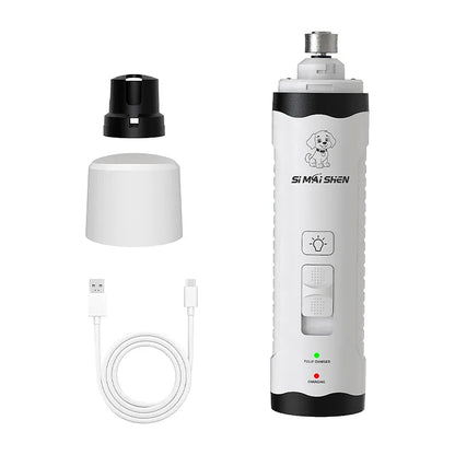 Lime à griffes électrique avec ses deux capuchons et son câble USB