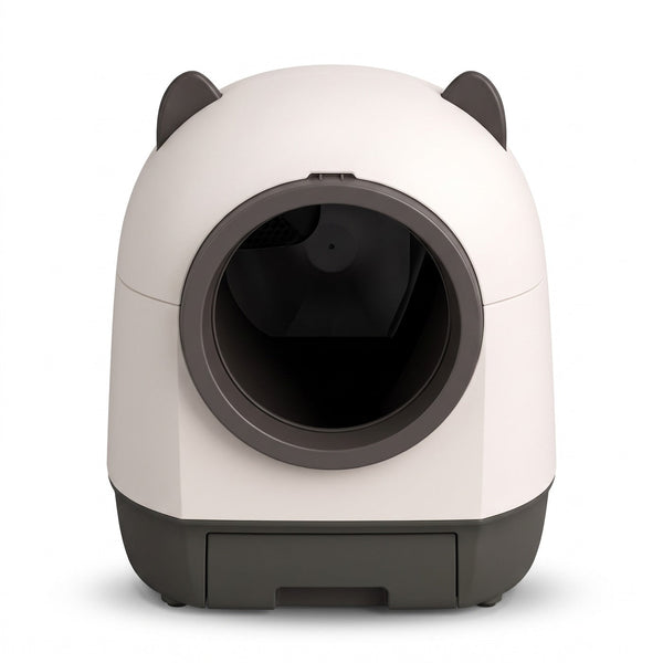 Litière automatique 80 L pour chat, vue de face sur fond blanc