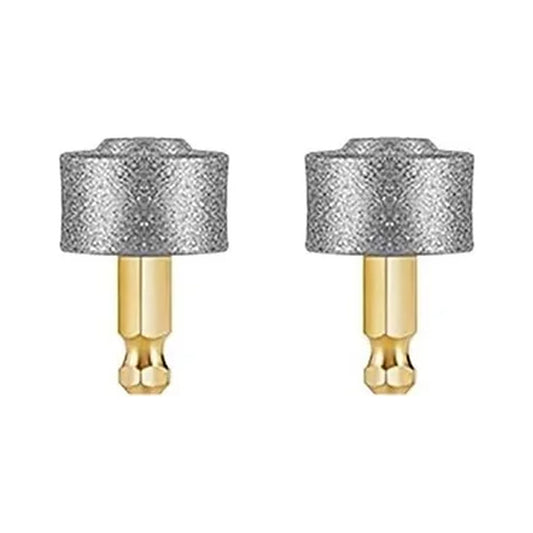 Gros plan sur le grain diamanté et la tige de la meule