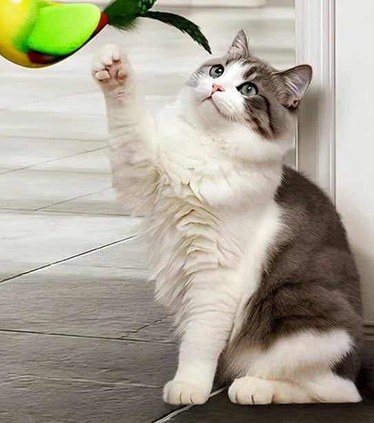 Oiseau sonore à suspendre pour chat – Jouet qui gazouille au toucher