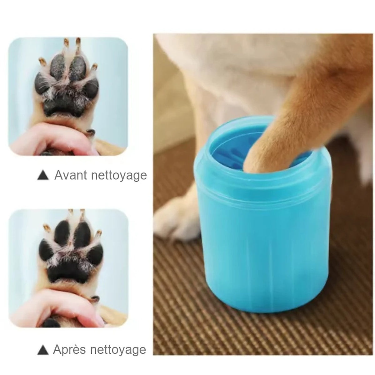 Patte avant et apres nettoyage