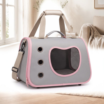 Sac de transport pliable coloris rose sur fond blanc
