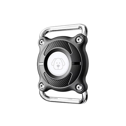 Support de collier pour AirTag noir, vue de face sur fond blanc