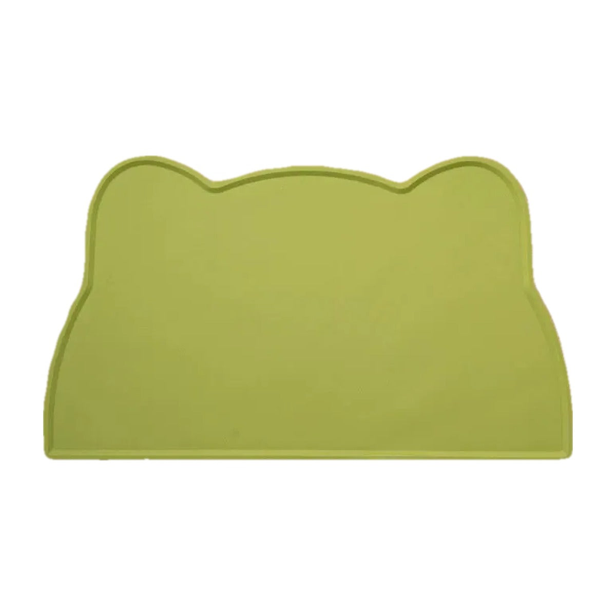 Tapis de gamelle en silicone vert, forme oreilles de chat