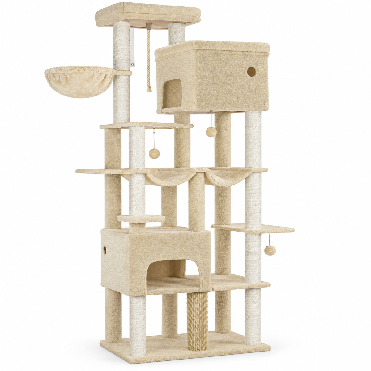 Arbre à chat 200 cm Maine Coon — vue trois quarts sur fond blanc
