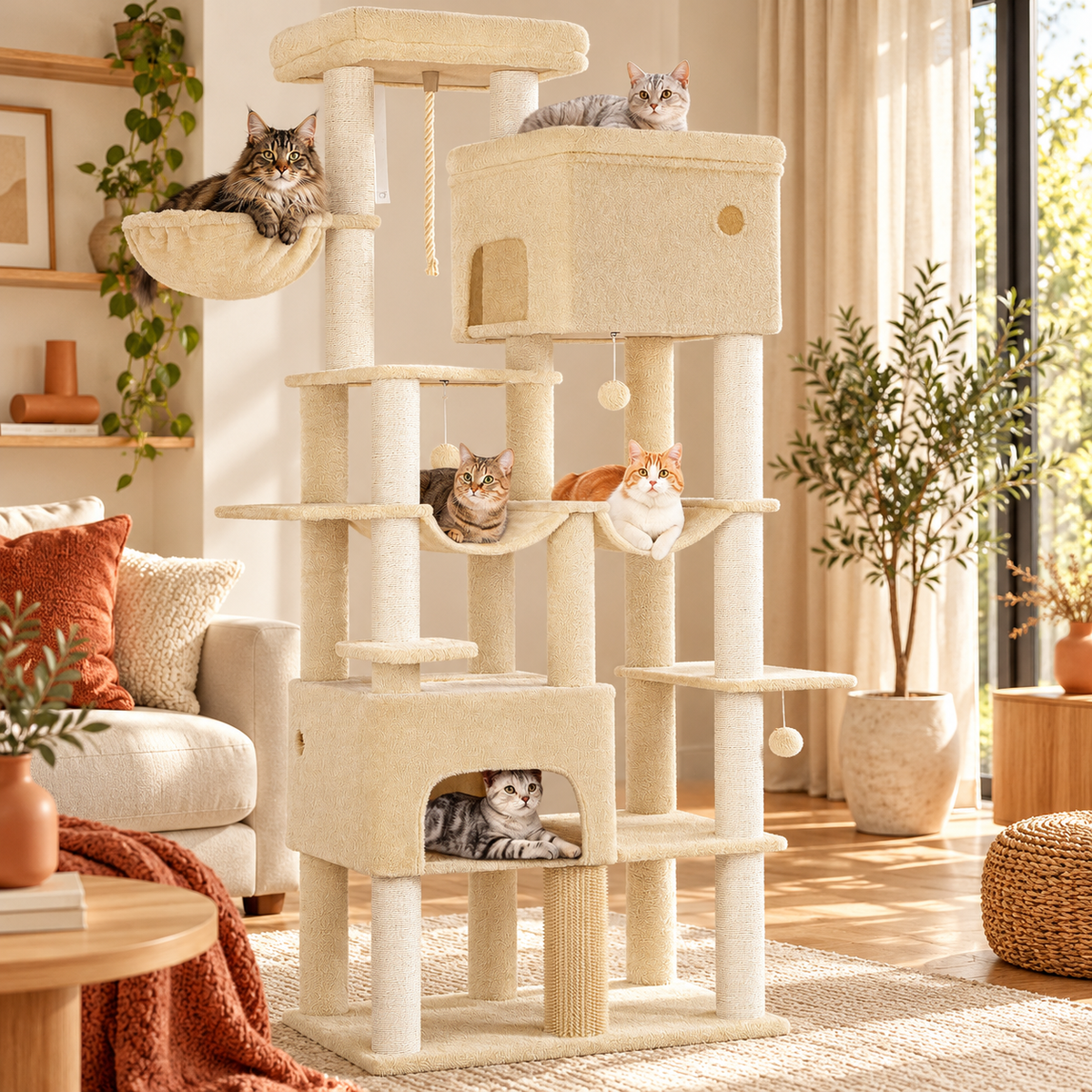 Arbre à chat 200 cm Maine Coon — mise en situation avec chat