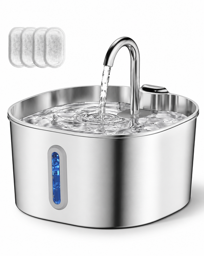 Fontaine inox 2,2 L — packshot premium avec filtres
