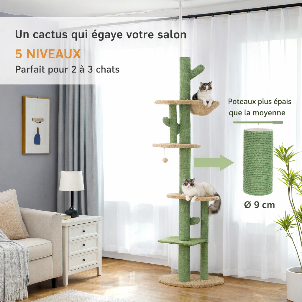 5 niveaux, poteaux sisal Ø 9 cm