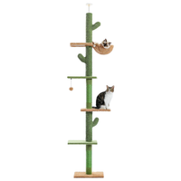 Floor-to-ceiling cactus cat tree — 5 levels, hammock & sisal scratching posts