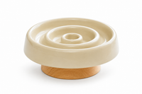 Gamelle anti-glouton en céramique pour chat et petit chien – Socle bois