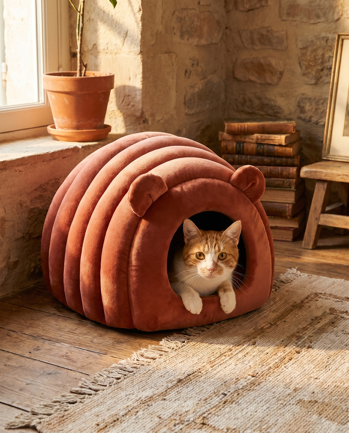Panier grotte cosy pour chat