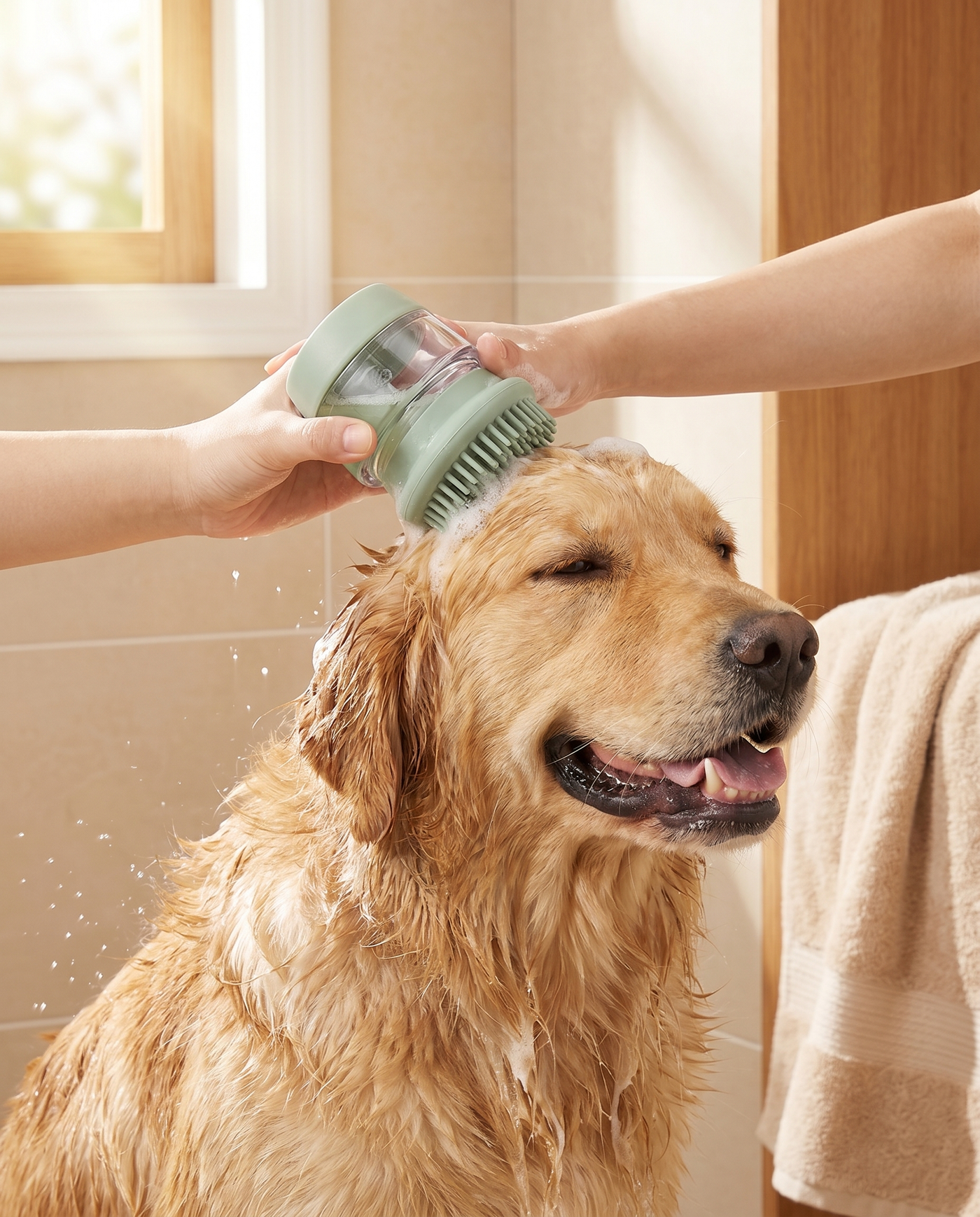 Brosse de bain avec distributeur de shampoing