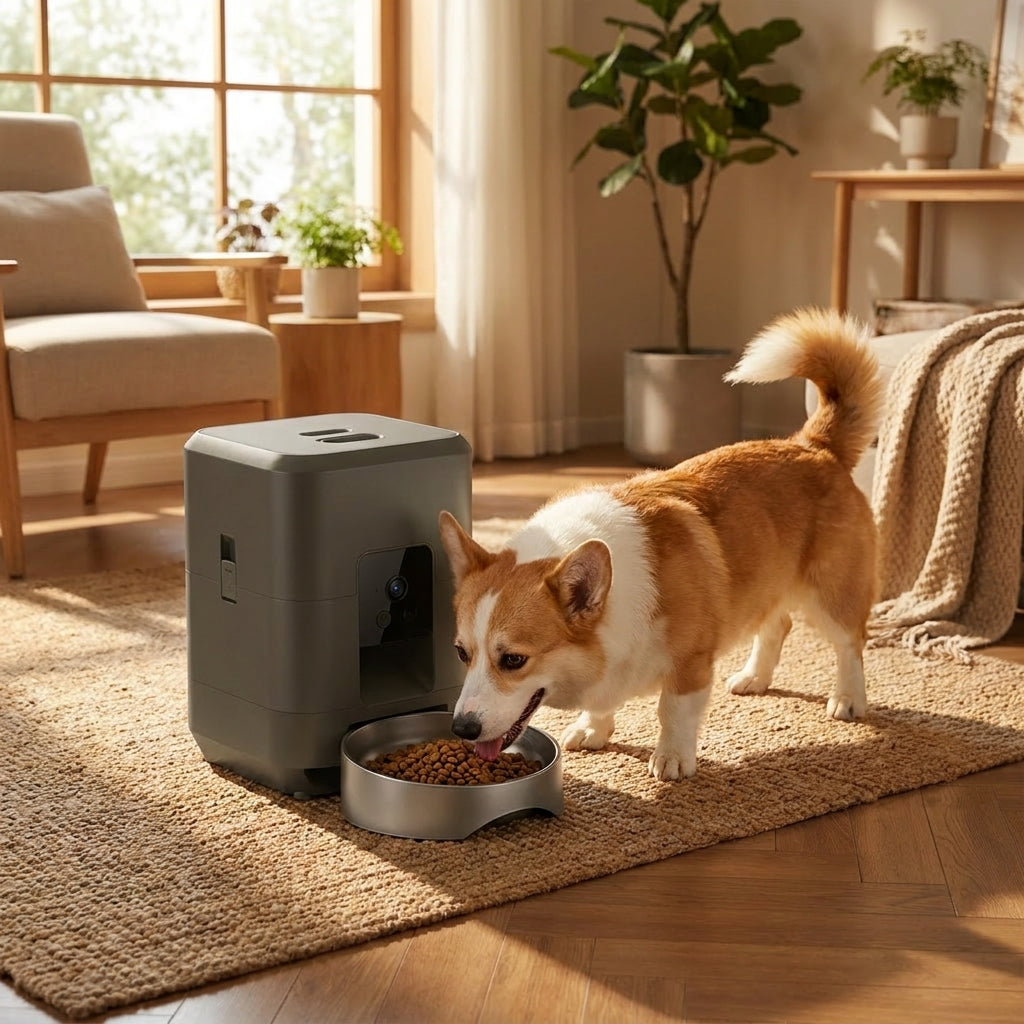 Mangeoire automatique connectée pour chat et chien – Caméra HD, WiFi & distributeur programmable 2 L