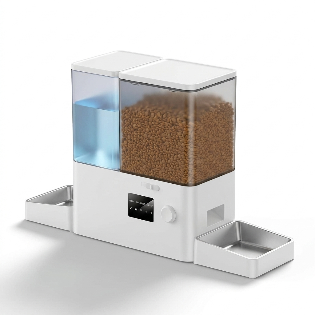 Distributeur 2-en-1 blanc trois quarts