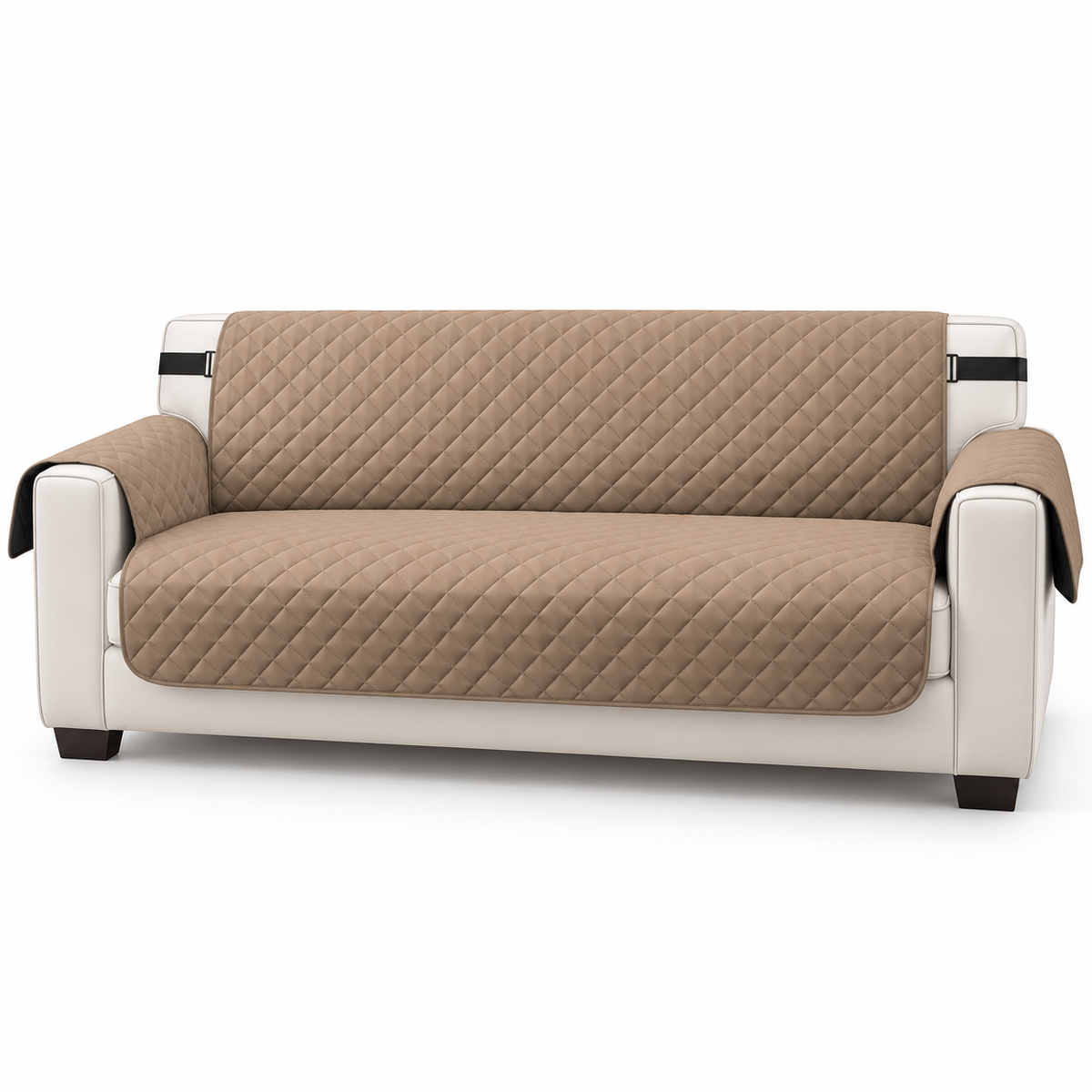 Housse taupe sur canapé 3 places